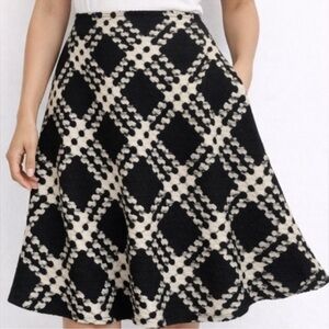 Express Lambswool A-Line Skirt Black White Plaid Button Detail Size 13/14